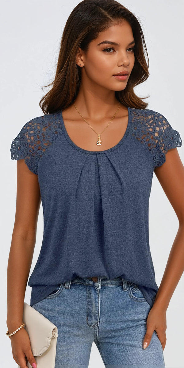 Horizon Blue Lace Shoulder Top – Jack & Monroe Boutique