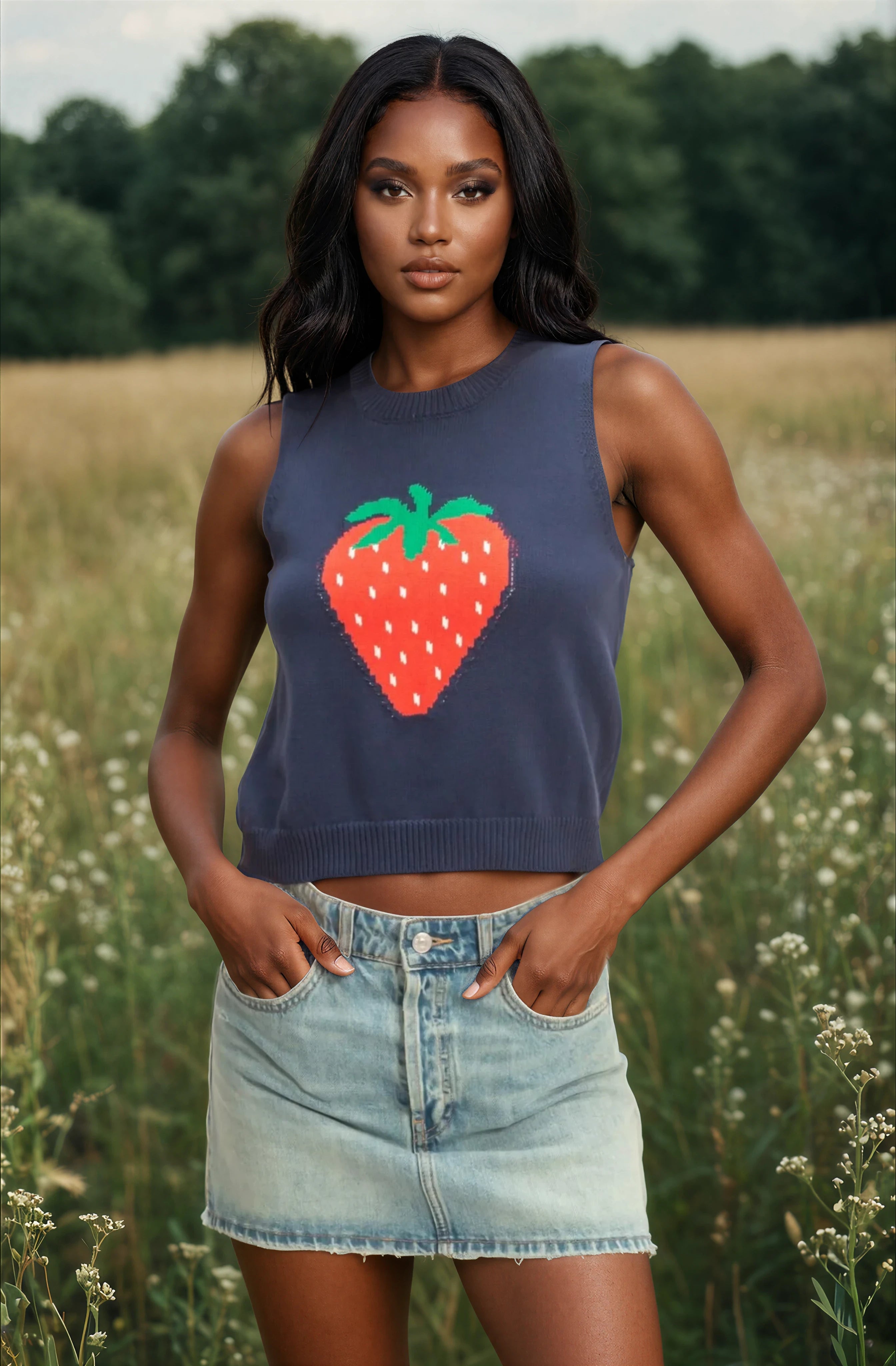 STRAWBERRY-FIELDS ベロアモールニットJKT Strawberry Field Knit Top – Jack & Monroe Boutique